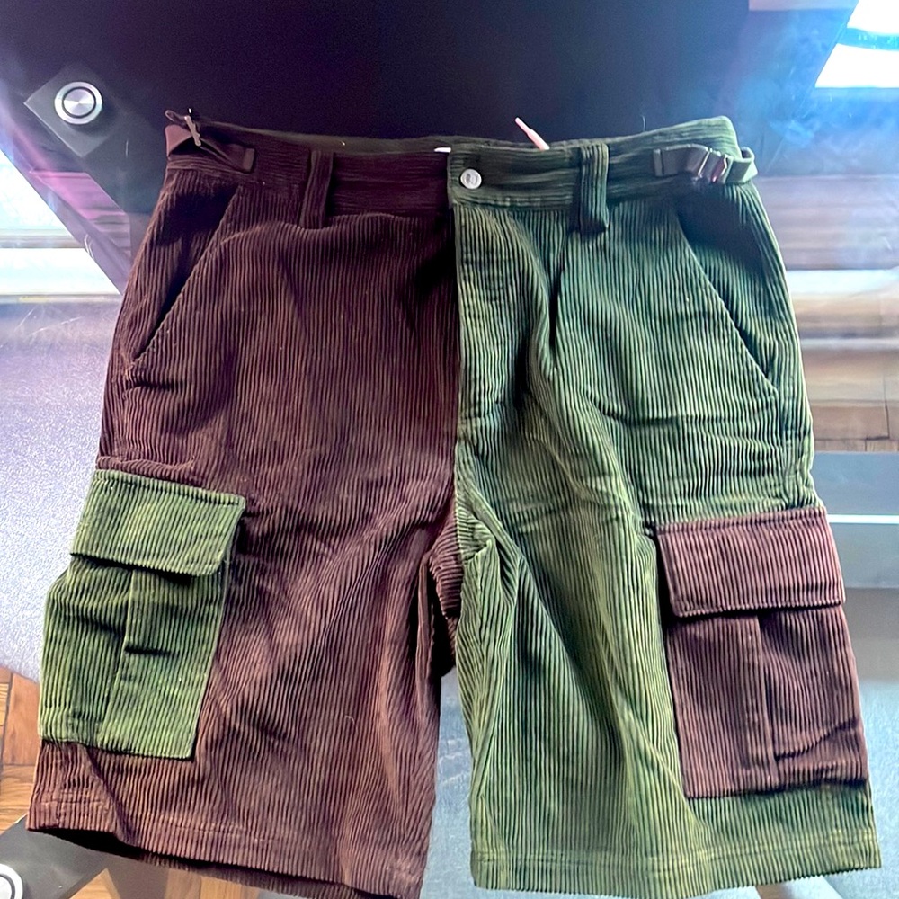 Brown and Green Cargo Shorts